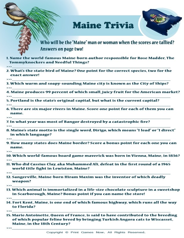 American Games: Maine Trivia