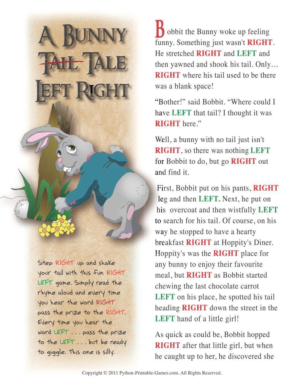 easter bunny tail tale left right