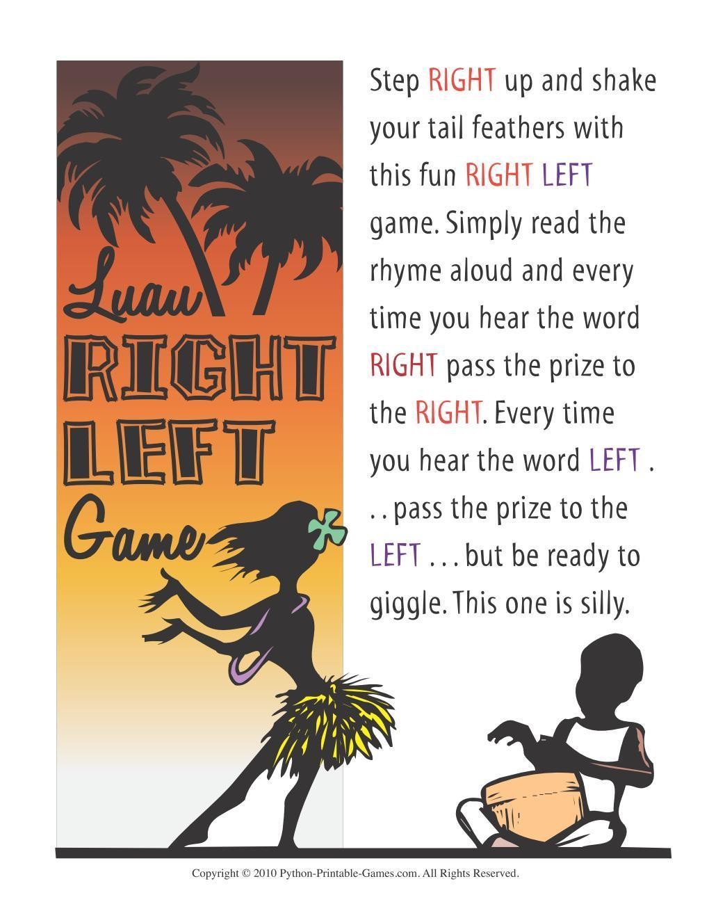 Hawaiian Luau Party: Left-Right Game