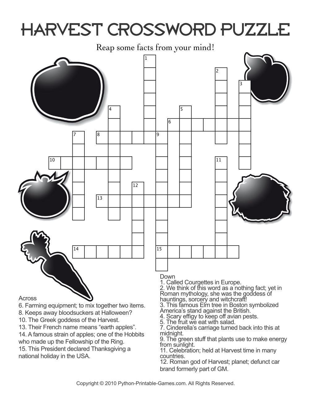 Fall Harvest: Crossword Puzzle Fall Harvest: Crossword Puzzle