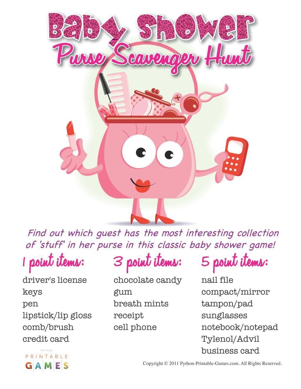 Baby Shower Purse Scavenger Hunt Baby Shower Purse Scavenger Hunt