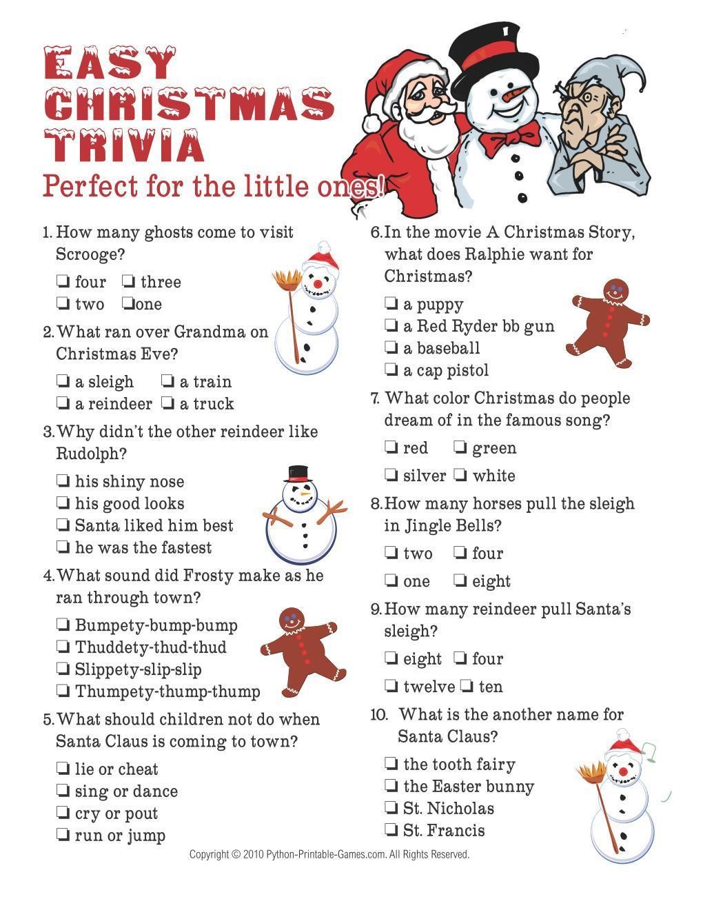 Christmas: Christmas Easy Trivia For Kids