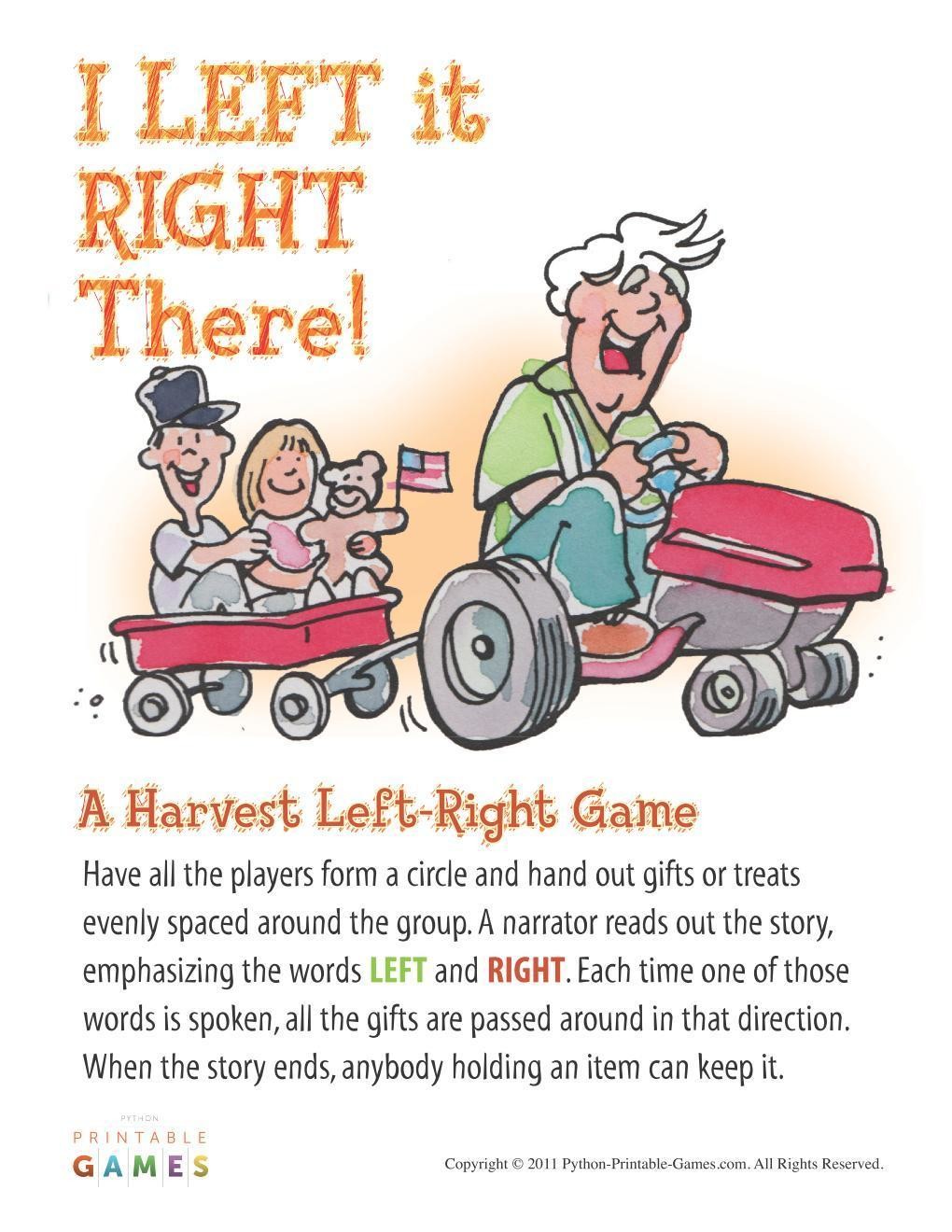 Fall Harvest: I LEFT It RIGHT There Harvest Left-Right Game