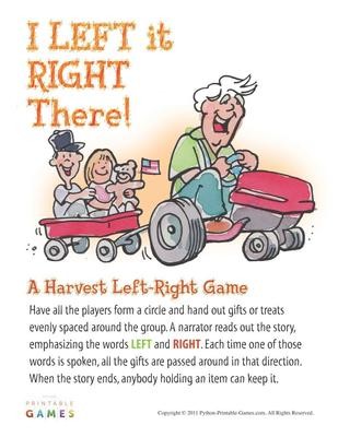 Fall Harvest: I LEFT It RIGHT There Harvest Left-Right Game