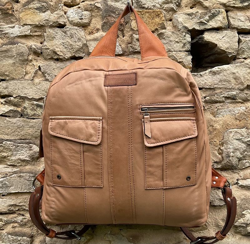 Rucksack beige weiches Nappaleder
