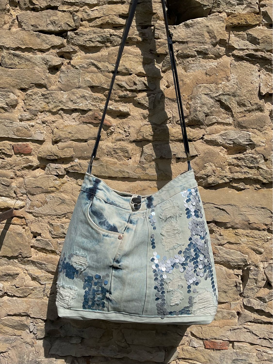 Jeanstasche mit Pailletten