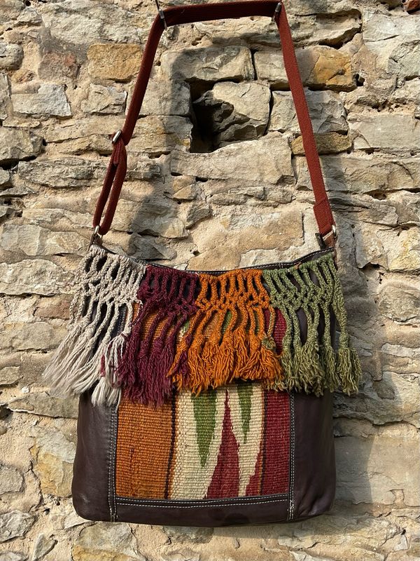 Kelimtasche Echtleder mit Fransen