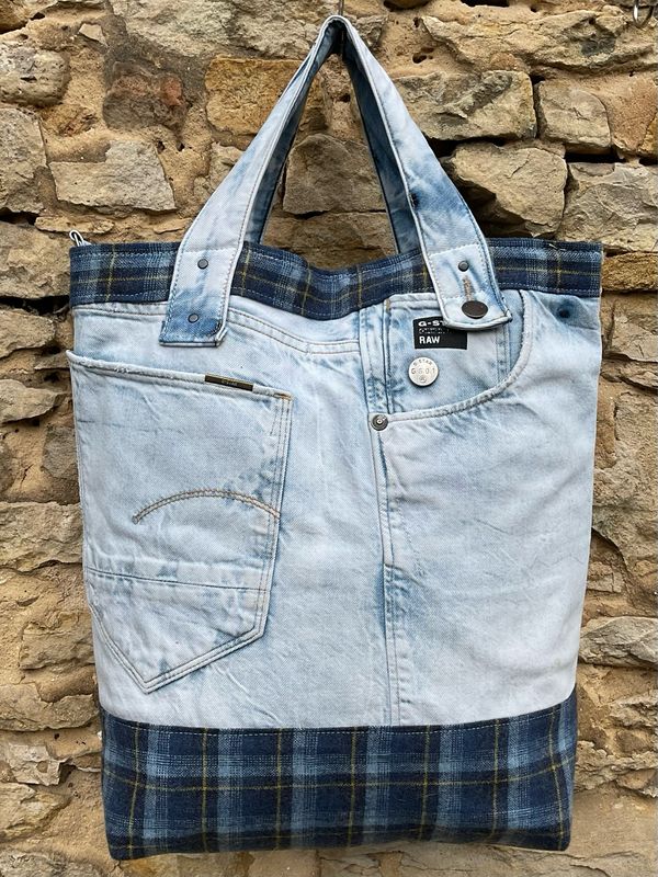Tote Bag Shopper Jeans Karo