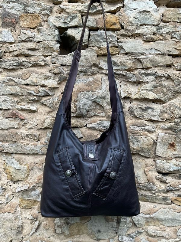 Hobo Bag weiche Ledertasche dunkelbraun