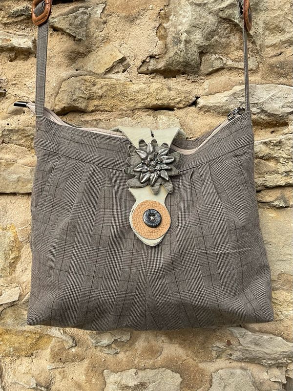 Handtasche kariert Trachten mit Leder