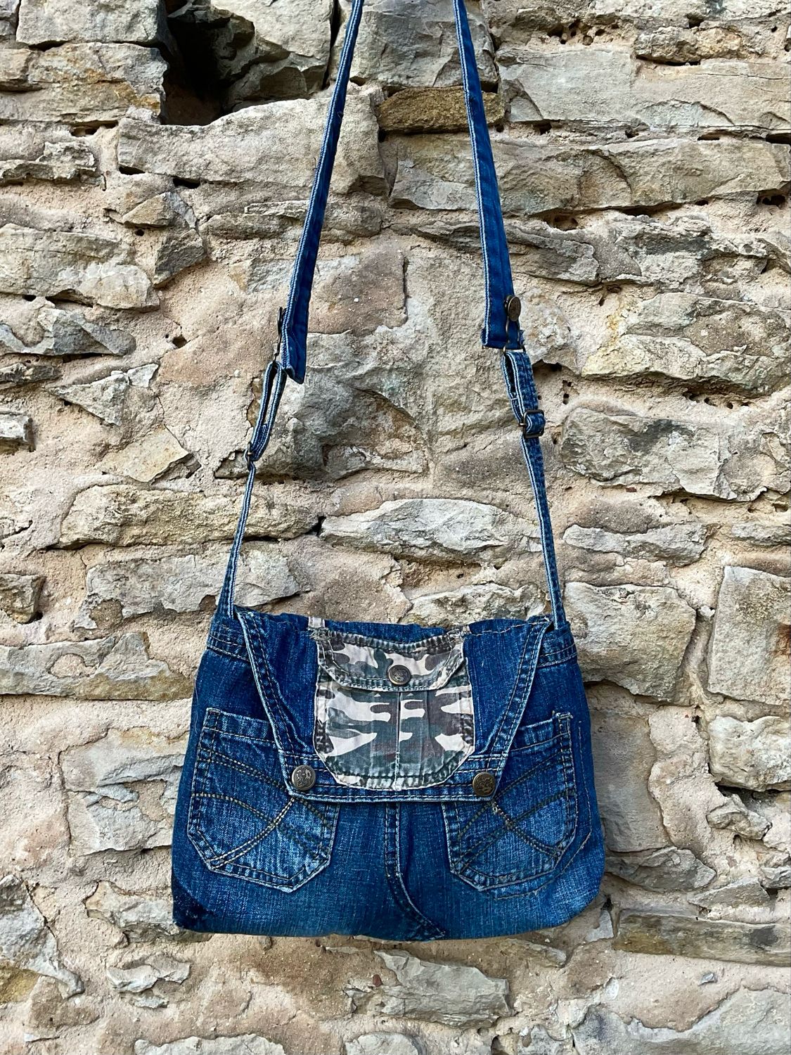 Jeanstasche kleine Handtasche mit Klappe Camouflage