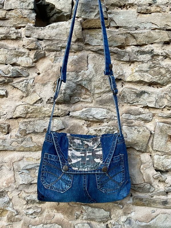 Jeanstasche kleine Handtasche mit Klappe Camouflage