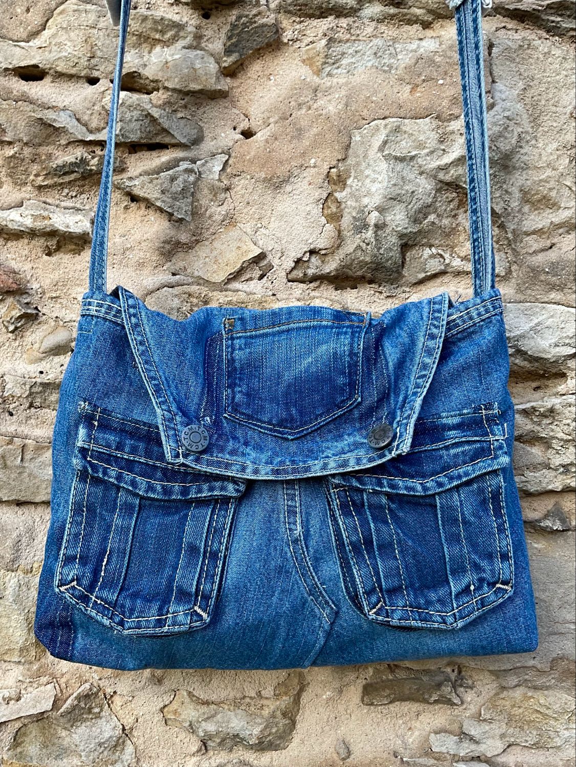 Jeanstasche kleine Handtasche mit Klappe