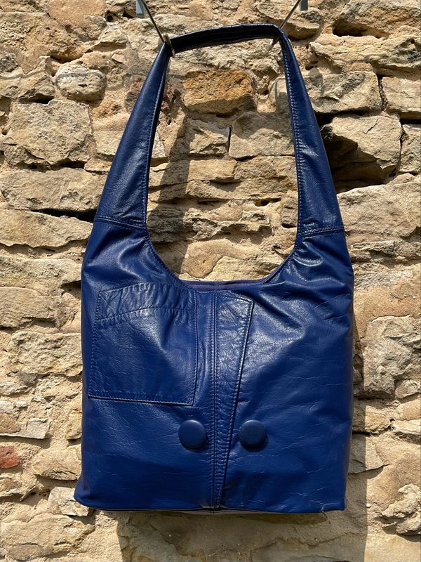 Hobo Bag weiche Ledertasche blau