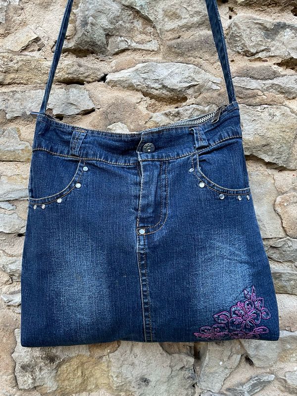 Kleine Handtasche Jeanstasche mit Reißverschluss