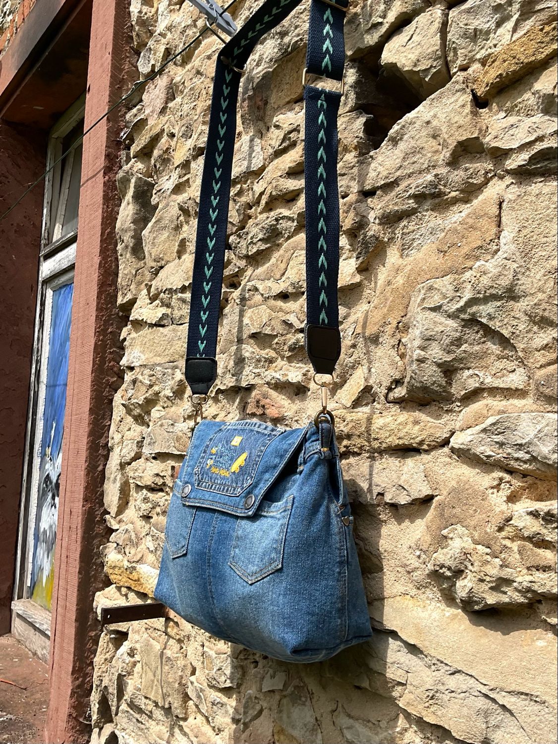 Jeanstasche kleine Handtasche mit Klappe