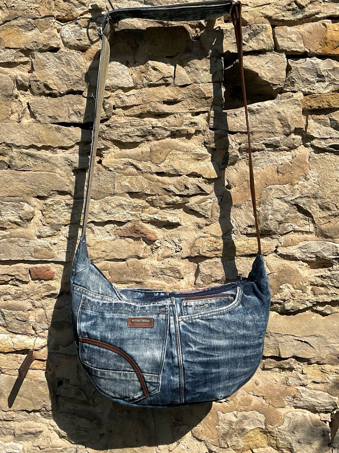 Moon Bag Banana Bag  Jeanstasche mit Leder