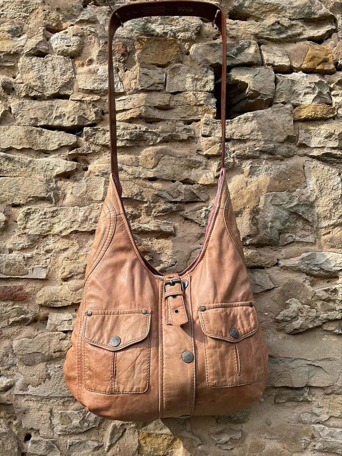 Hobo Bag Vintage Ledertasche beige