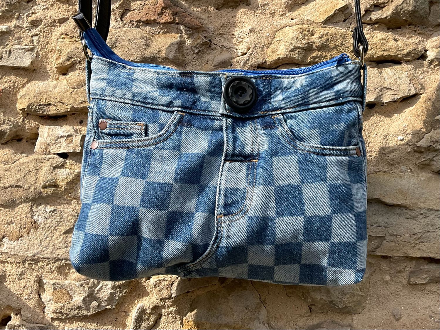 Jeanstasche kleine Handtasche kariert