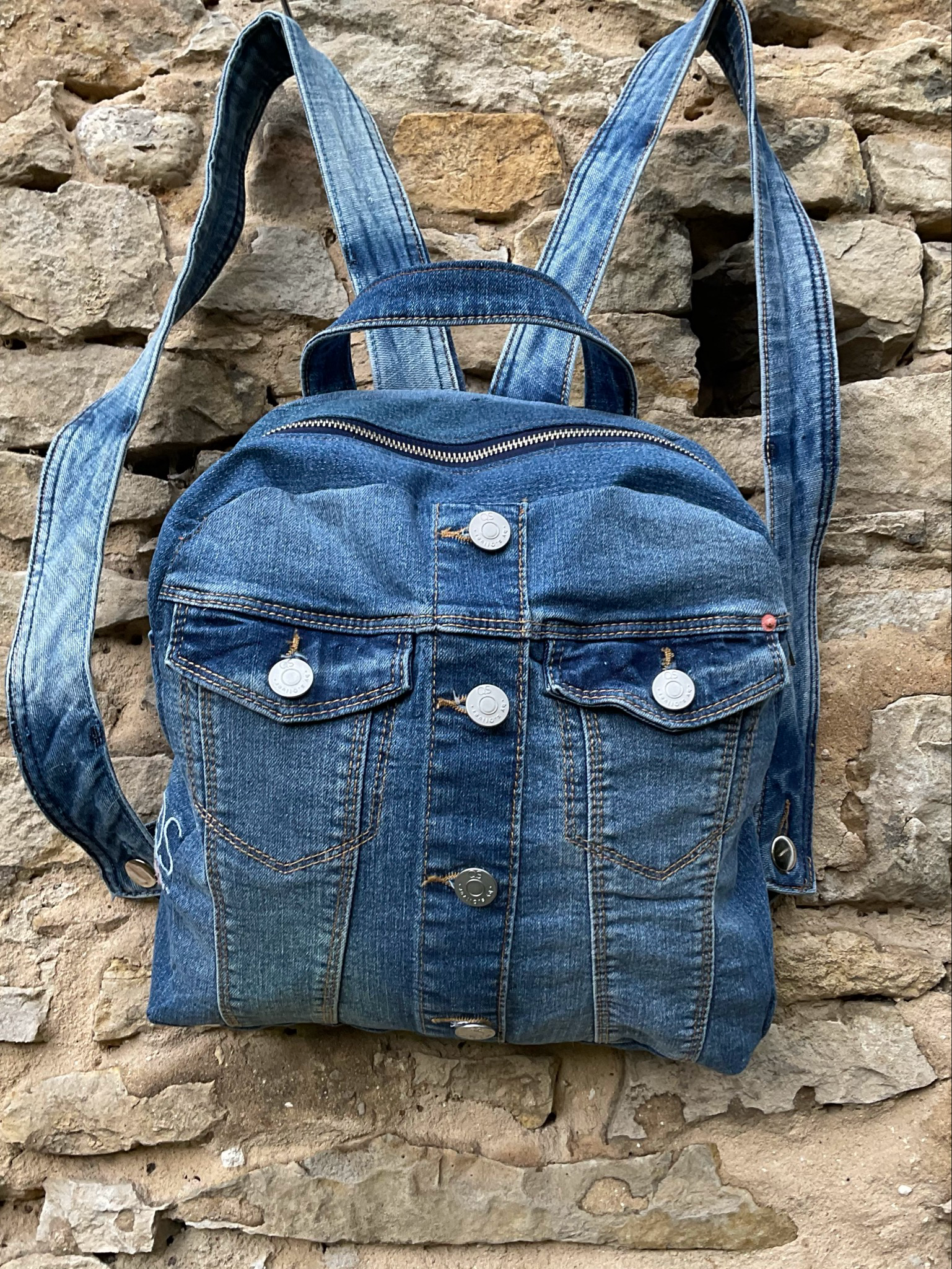Jeans Rucksack klein aus Jeansjacke