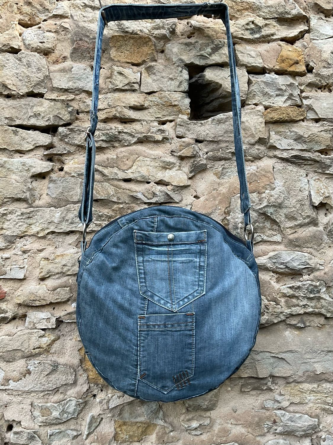 Jeanstasche Handtasche Trommeltasche rund Jeanstasche Handtasche Trommeltasche rund