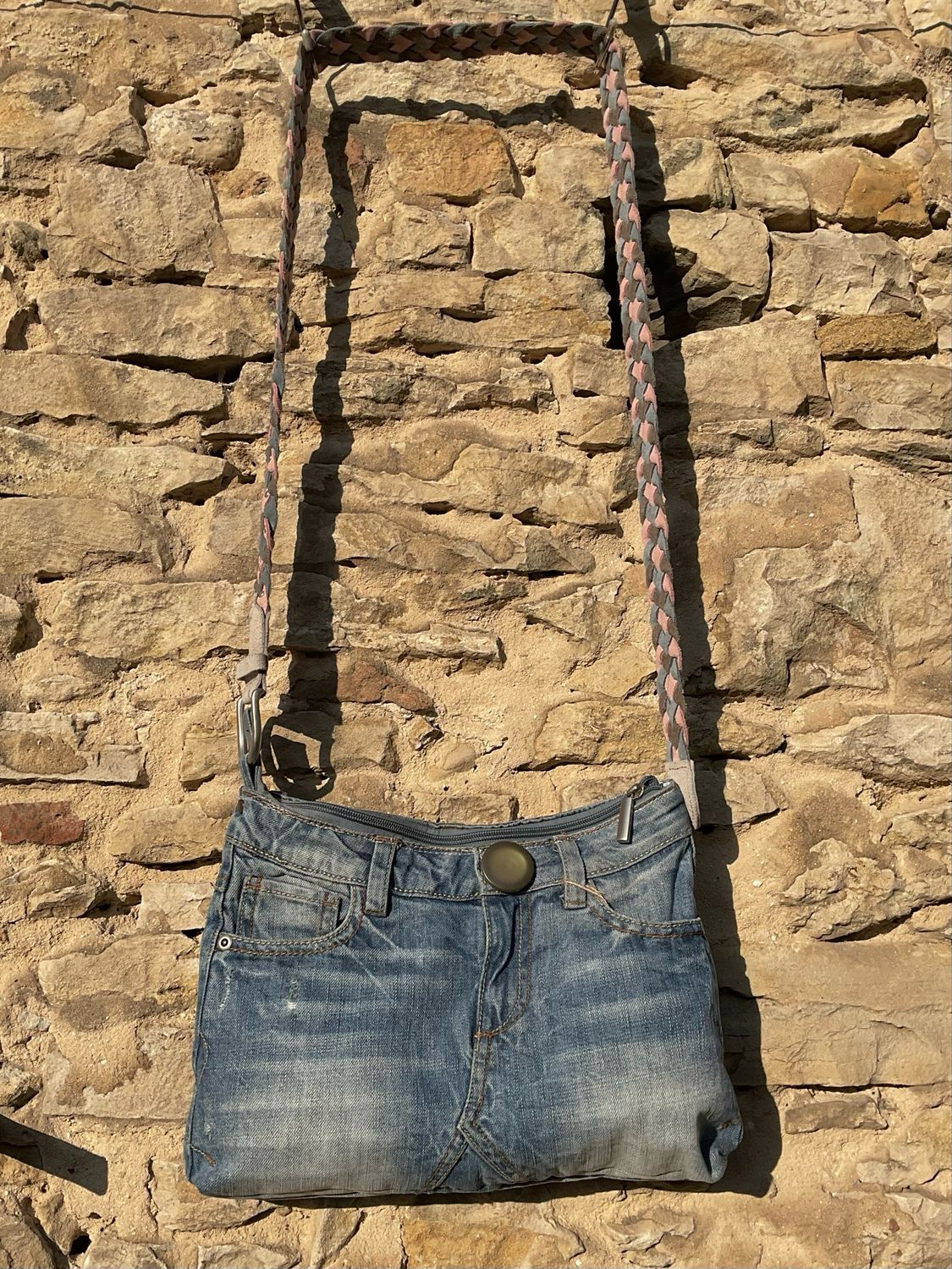 Handtasche Jeanstasche mit Ledergurt