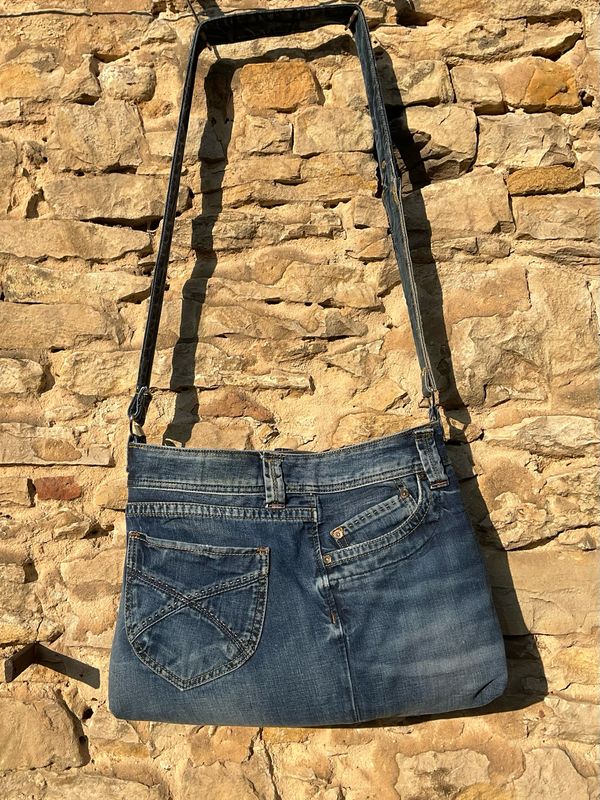 Jeanstasche Umhängetasche mit Reißverschluss