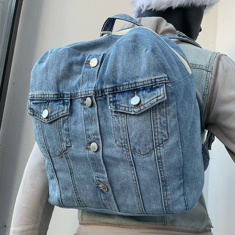 Jeans Rucksack aus Jeansjacke groß