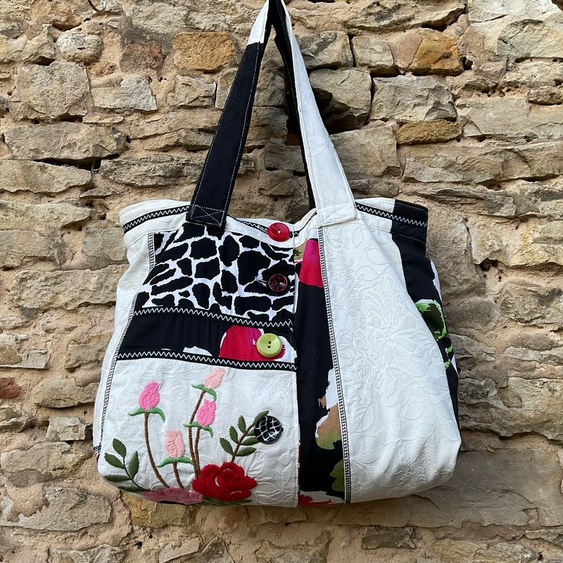 Henkeltasche Tragetasche Shopper mit Blumenmuster