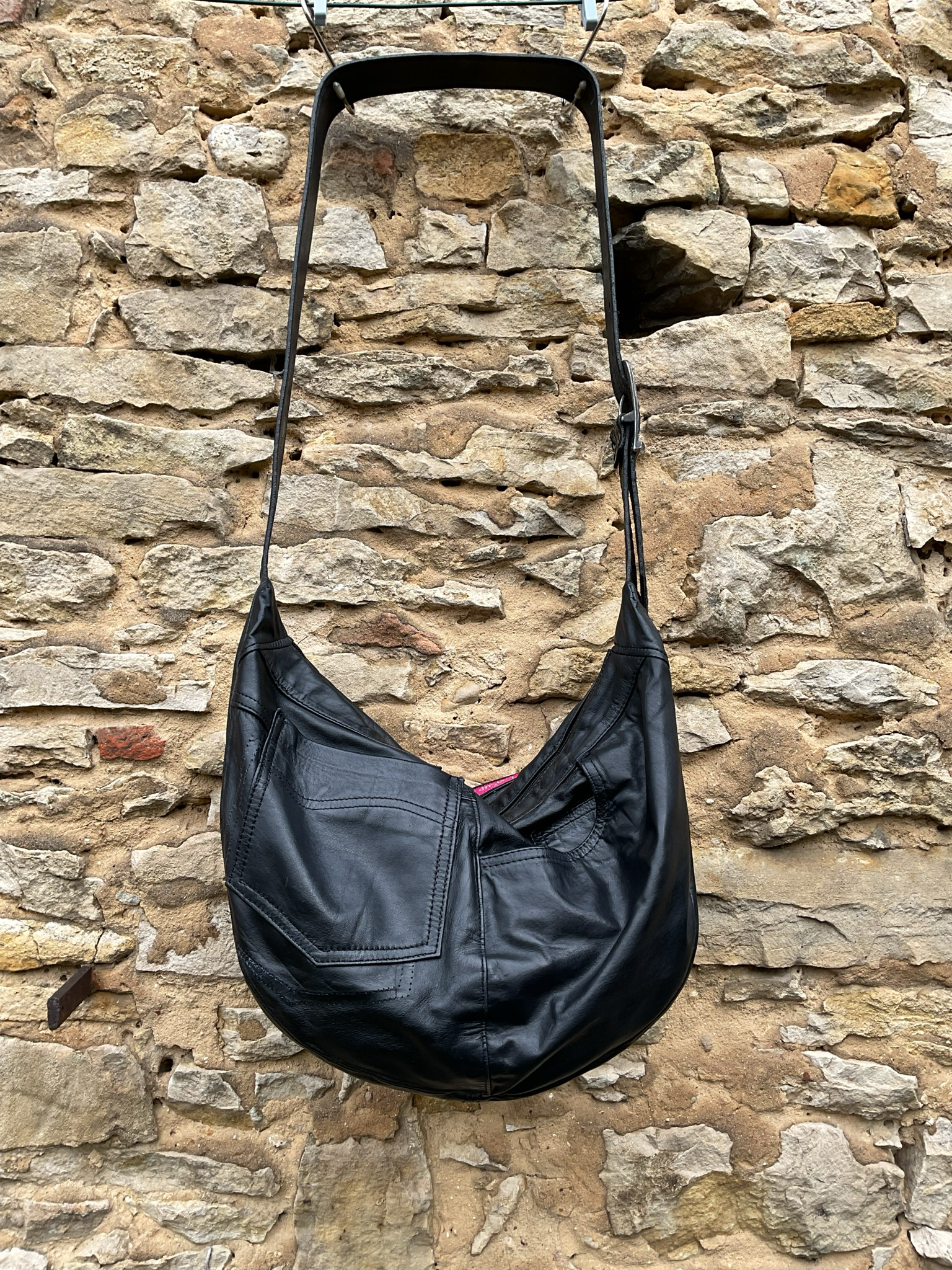 Moon Bag Nappaleder Echtleder schwarz