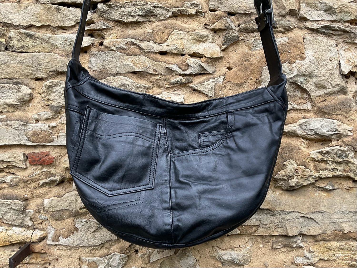 Moon Bag Nappaleder Echtleder schwarz