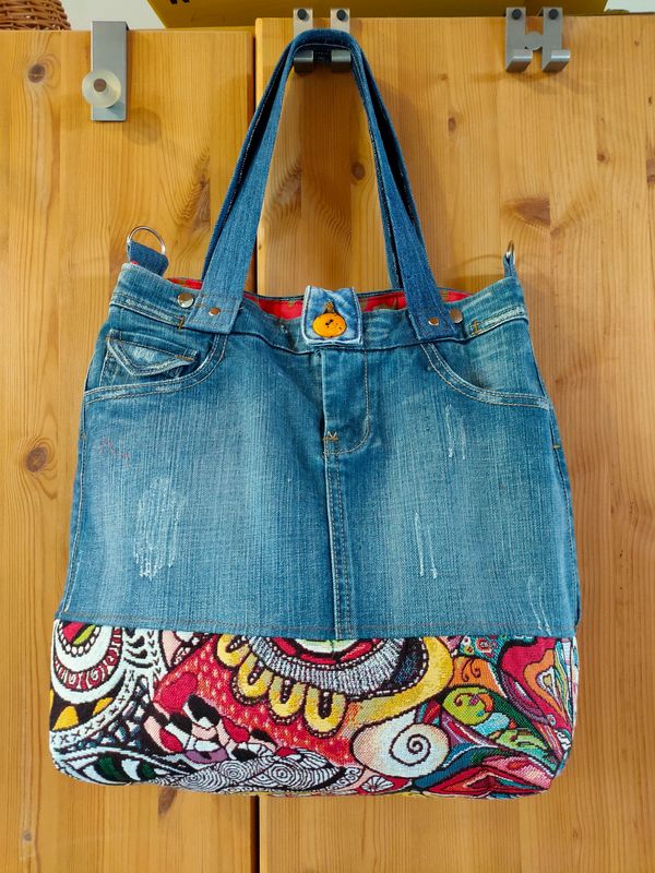 Shopper Tragetasche Jeans bunt Shopper Tragetasche Jeans bunt