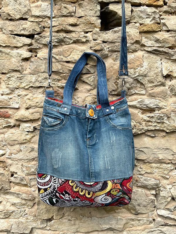 Shopper Tragetasche Jeans bunt Shopper Tragetasche Jeans bunt