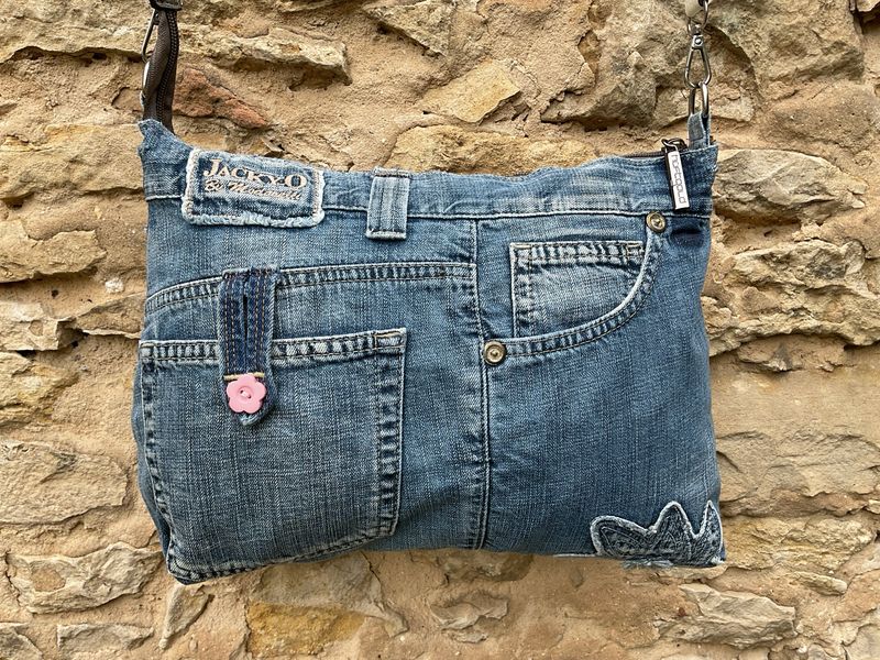 Jeanstasche Handtasche mit Reißverschluss Jeanstasche Handtasche mit Reißverschluss