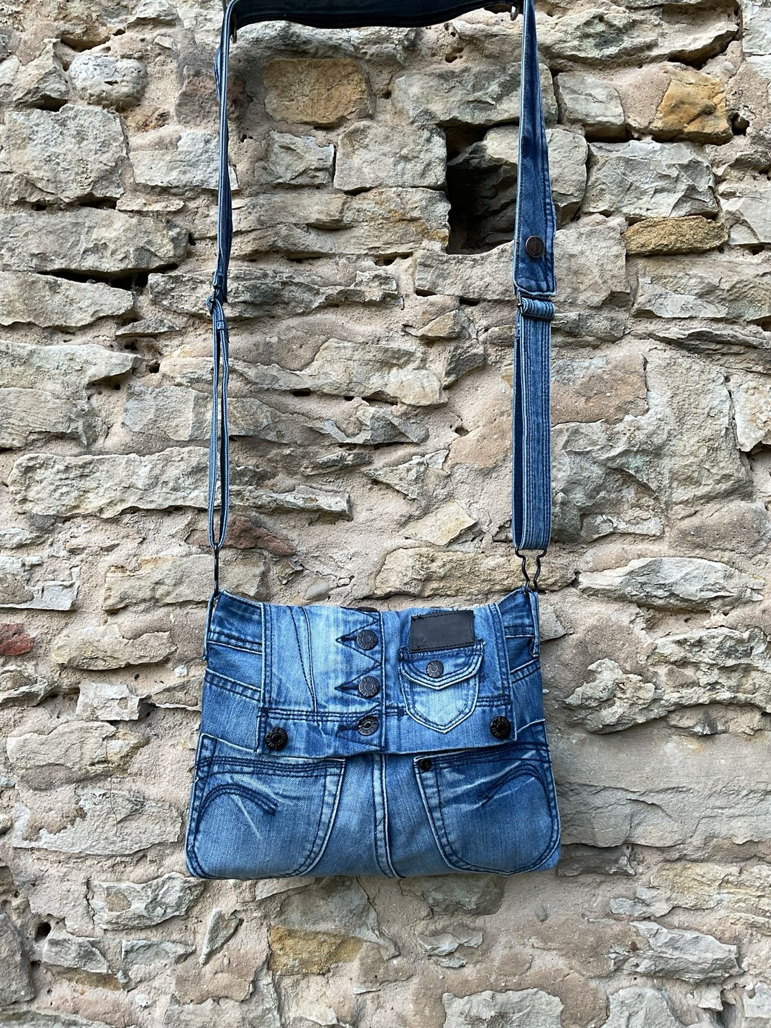 Handtasche kleine Jeanstasche mit Klappe