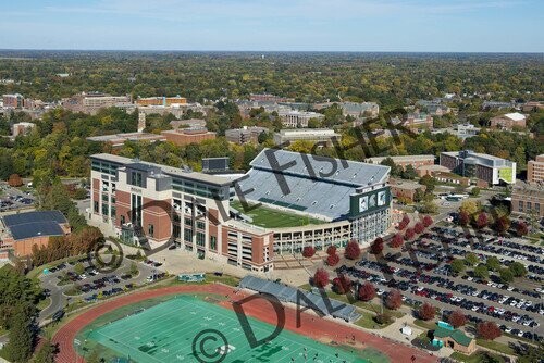 Spartan Stadium with Red Trees