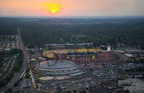 Sunset at the U-M vs Notre Dame Second Game Night