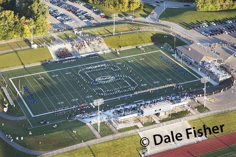 Saline High School Marching Band creates “S”