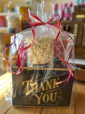 Black Thank you Gift Box with 3 bags Popcorn