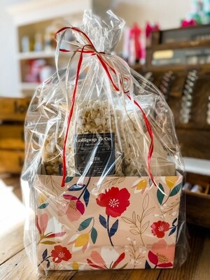 Floral Gift Box w/3 Bags Popcorn