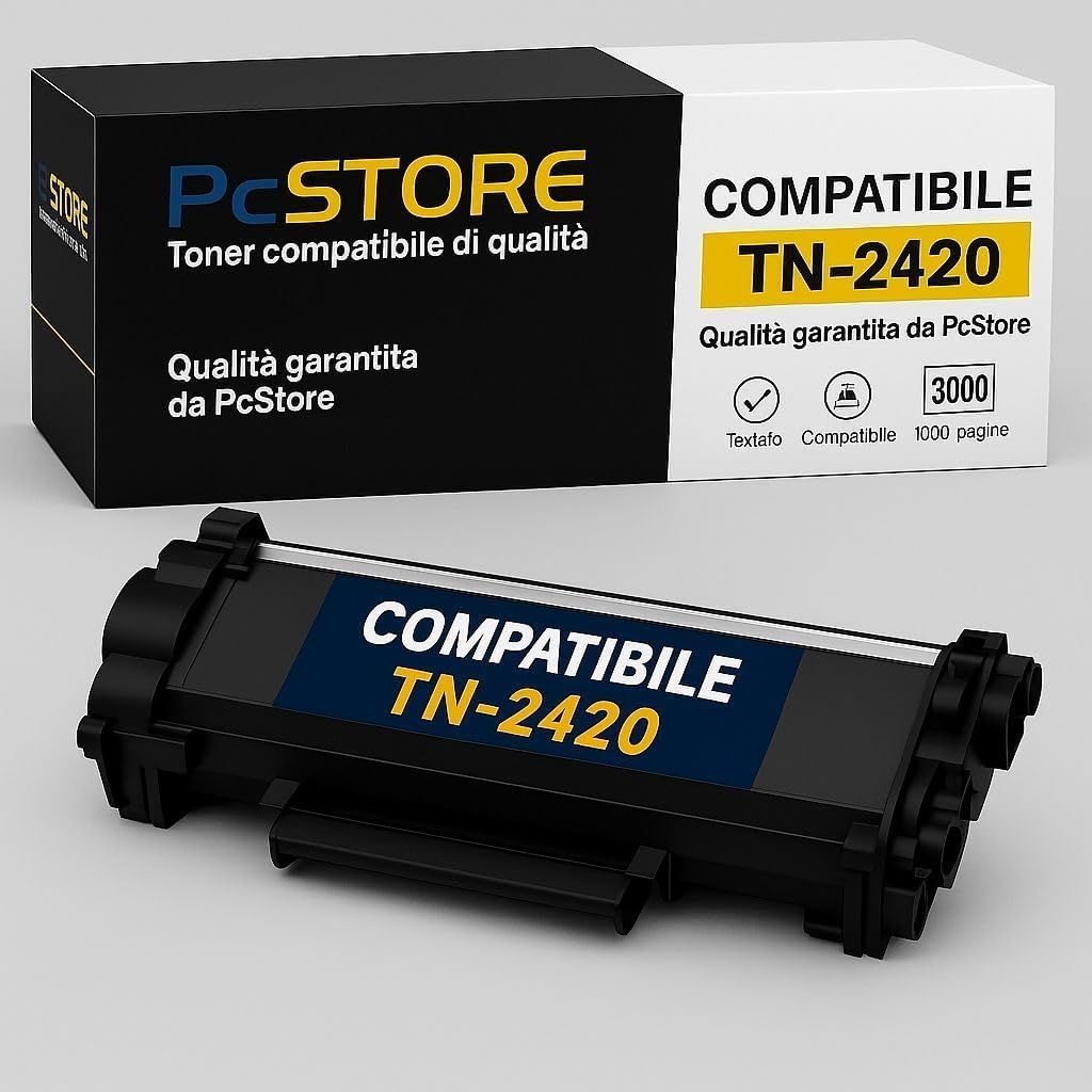 PcStore® TN2420 Toner Compatibili per Brother TN-2420 TN2410, 3000 pagine, Alta Capacità