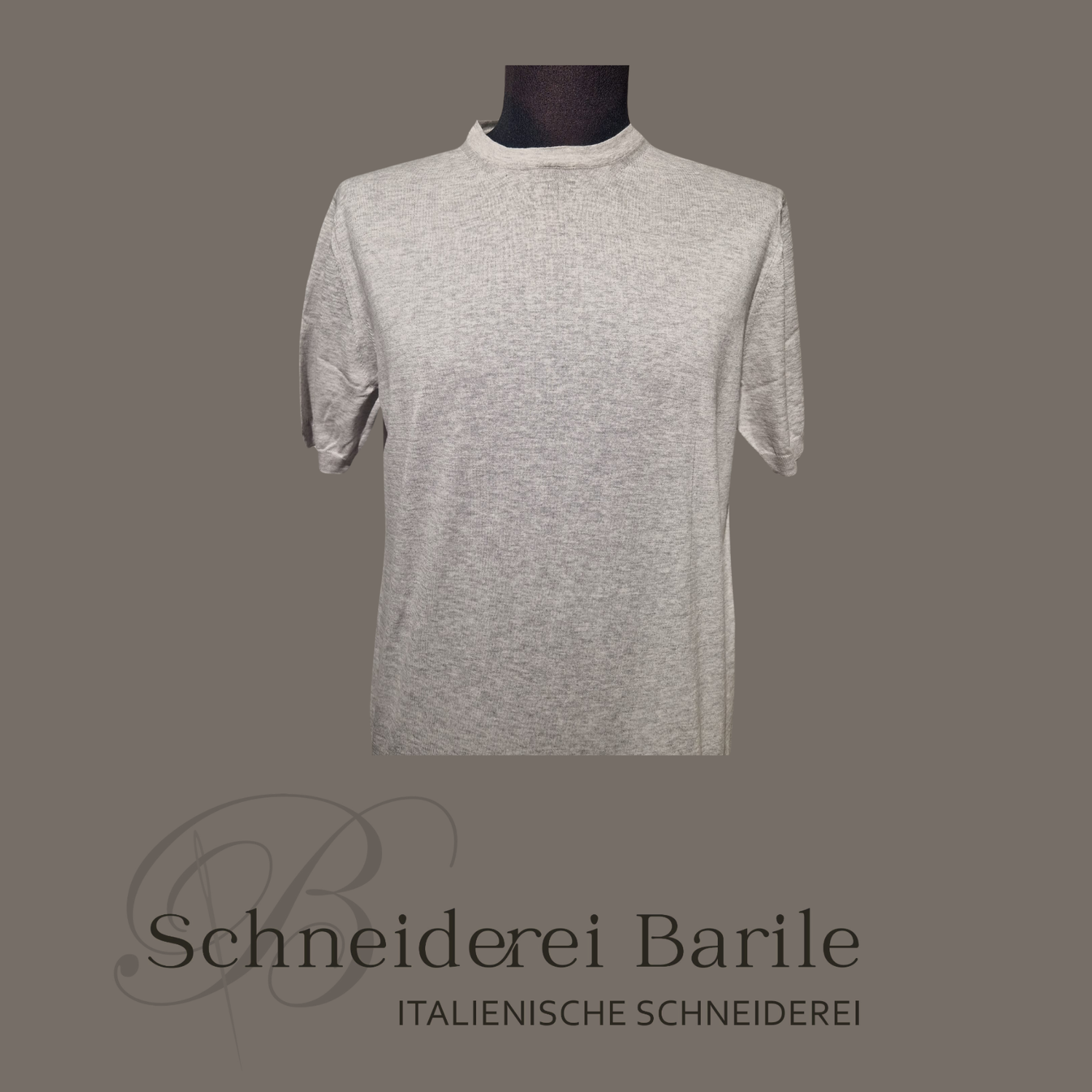 Leichte T-Shirt aus 100 % BaumwoLLE – Loro Piana Garn – Hell Grau