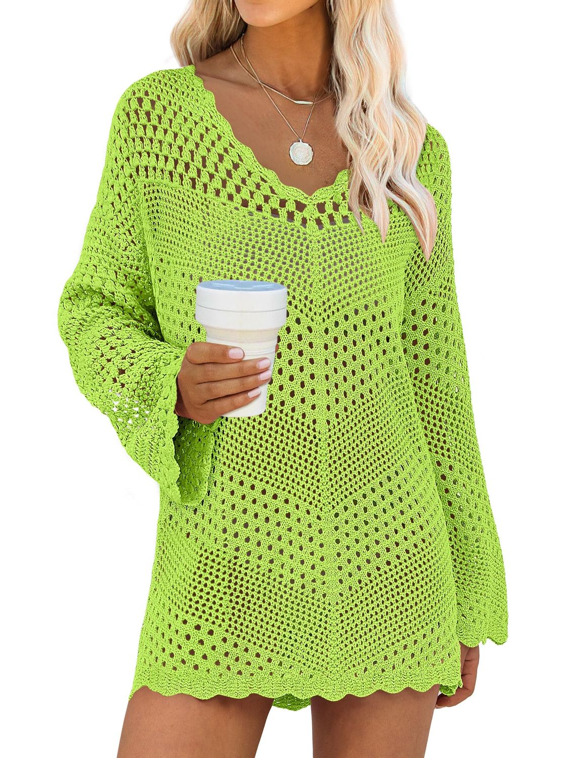 ANRABESS Women Swimsuit Crochet Swim Cover Up