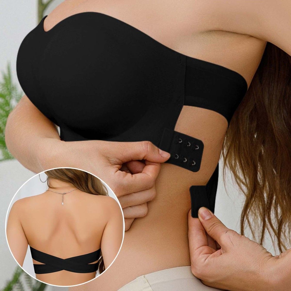 Women&amp;#039;s Strapless Bra Cross Side Buckle Underwear Temu Shein