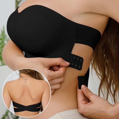 Women&amp;#039;s Strapless Bra Cross Side Buckle Underwear Temu Shein