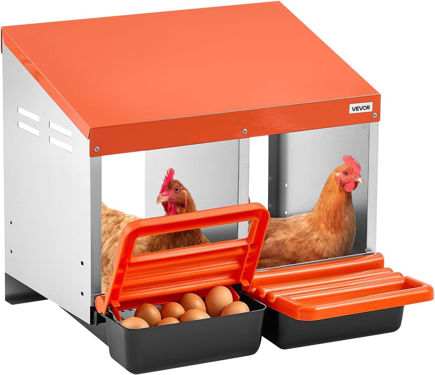 VEVOR Chicken Nesting Boxes, Wall-Mount, Easy Assembly, Orange