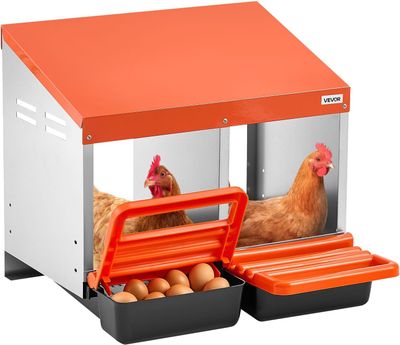 VEVOR Chicken Nesting Boxes, Wall-Mount, Easy Assembly, Orange