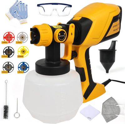 1000W HVLP Electric Paint Sprayer – 6 Nozzles, 3 Spray Patterns, 40oz Tank