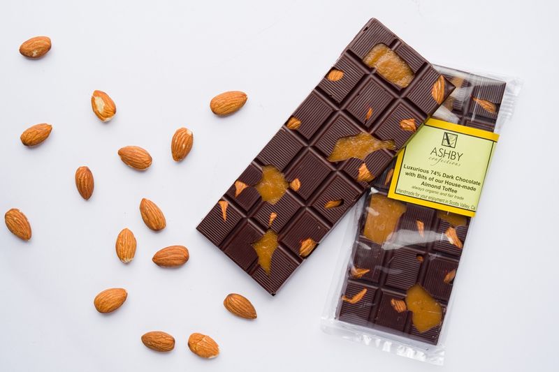 Dark Chocolate Almond Toffee Bar