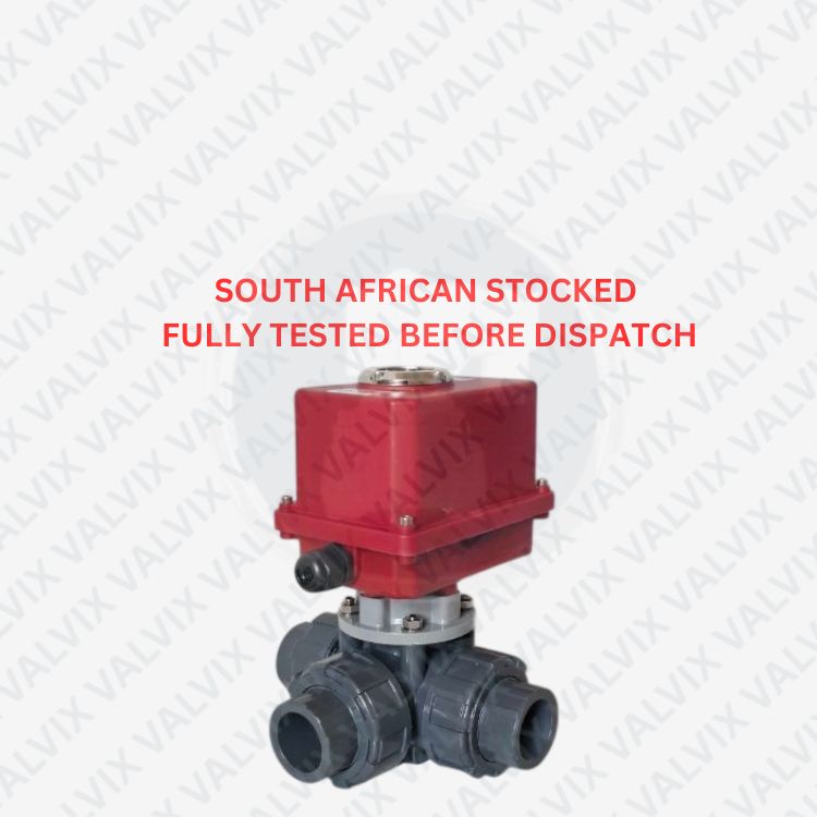 POM20 3 Way 1" (DN25) PVC Actuated Ball Valve - Basic On/Off Actuator